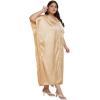 imageWomen Embroidery Kaftan Dress Satin Silk Plus Size Soft Embroidered African Caftan Maxi Dresses for LadiesApricot Gelato