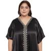 imageWomen Embroidery Kaftan Dress Satin Silk Plus Size Soft Embroidered African Caftan Maxi Dresses for LadiesBlack