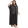 imageWomen Embroidery Kaftan Dress Satin Silk Plus Size Soft Embroidered African Caftan Maxi Dresses for LadiesBlack