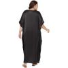 imageWomen Embroidery Kaftan Dress Satin Silk Plus Size Soft Embroidered African Caftan Maxi Dresses for LadiesBlack