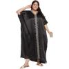 imageWomen Embroidery Kaftan Dress Satin Silk Plus Size Soft Embroidered African Caftan Maxi Dresses for LadiesBlack