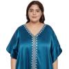 imageWomen Embroidery Kaftan Dress Satin Silk Plus Size Soft Embroidered African Caftan Maxi Dresses for LadiesCorsair Blue