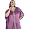 imageWomen Embroidery Kaftan Dress Satin Silk Plus Size Soft Embroidered African Caftan Maxi Dresses for LadiesCyclamen