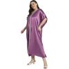 imageWomen Embroidery Kaftan Dress Satin Silk Plus Size Soft Embroidered African Caftan Maxi Dresses for LadiesCyclamen