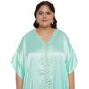 imageWomen Embroidery Kaftan Dress Satin Silk Plus Size Soft Embroidered African Caftan Maxi Dresses for LadiesIce Green