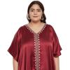 imageWomen Embroidery Kaftan Dress Satin Silk Plus Size Soft Embroidered African Caftan Maxi Dresses for LadiesJester Red