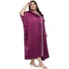 imageWomen Embroidery Kaftan Dress Satin Silk Plus Size Soft Embroidered African Caftan Maxi Dresses for LadiesPurple Passion