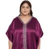 imageWomen Embroidery Kaftan Dress Satin Silk Plus Size Soft Embroidered African Caftan Maxi Dresses for LadiesPurple Passion