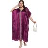 imageWomen Embroidery Kaftan Dress Satin Silk Plus Size Soft Embroidered African Caftan Maxi Dresses for LadiesPurple Passion