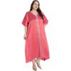 imageWomen Embroidery Kaftan Dress Satin Silk Plus Size Soft Embroidered African Caftan Maxi Dresses for LadiesSugar Coral