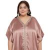 imageWomen Embroidery Kaftan Dress Satin Silk Plus Size Soft Embroidered African Caftan Maxi Dresses for LadiesWithered Rose