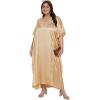 imageWomen Long Kaftan Plus Size Satin Soft Embroidery Swimsuit Cover Up Embroidered Work Caftan Gown Dress for LadiesApricot Gelato