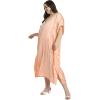 imageWomen Long Kaftan Plus Size Satin Soft Embroidery Swimsuit Cover Up Embroidered Work Caftan Gown Dress for LadiesApricot Tan