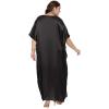 imageWomen Long Kaftan Plus Size Satin Soft Embroidery Swimsuit Cover Up Embroidered Work Caftan Gown Dress for LadiesBlack