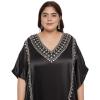 imageWomen Long Kaftan Plus Size Satin Soft Embroidery Swimsuit Cover Up Embroidered Work Caftan Gown Dress for LadiesBlack