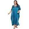imageWomen Long Kaftan Plus Size Satin Soft Embroidery Swimsuit Cover Up Embroidered Work Caftan Gown Dress for LadiesCorsair Blue
