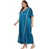 imageWomen Long Kaftan Plus Size Satin Soft Embroidery Swimsuit Cover Up Embroidered Work Caftan Gown Dress for LadiesCorsair Blue