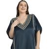imageWomen Long Kaftan Plus Size Satin Soft Embroidery Swimsuit Cover Up Embroidered Work Caftan Gown Dress for LadiesDarkest Spruce