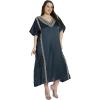 imageWomen Long Kaftan Plus Size Satin Soft Embroidery Swimsuit Cover Up Embroidered Work Caftan Gown Dress for LadiesDarkest Spruce