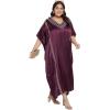 imageWomen Long Kaftan Plus Size Satin Soft Embroidery Swimsuit Cover Up Embroidered Work Caftan Gown Dress for LadiesGrape Wine