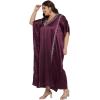 imageWomen Long Kaftan Plus Size Satin Soft Embroidery Swimsuit Cover Up Embroidered Work Caftan Gown Dress for LadiesGrape Wine