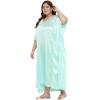 imageWomen Long Kaftan Plus Size Satin Soft Embroidery Swimsuit Cover Up Embroidered Work Caftan Gown Dress for LadiesIce Green