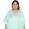 imageWomen Long Kaftan Plus Size Satin Soft Embroidery Swimsuit Cover Up Embroidered Work Caftan Gown Dress for LadiesIce Green