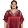 imageWomen Long Kaftan Plus Size Satin Soft Embroidery Swimsuit Cover Up Embroidered Work Caftan Gown Dress for LadiesJester Red