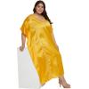 imageWomen Long Kaftan Plus Size Satin Soft Embroidery Swimsuit Cover Up Embroidered Work Caftan Gown Dress for LadiesLemon Chrome