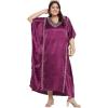 imageWomen Long Kaftan Plus Size Satin Soft Embroidery Swimsuit Cover Up Embroidered Work Caftan Gown Dress for LadiesPurple Passion