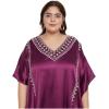 imageWomen Long Kaftan Plus Size Satin Soft Embroidery Swimsuit Cover Up Embroidered Work Caftan Gown Dress for LadiesPurple Passion