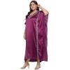 imageWomen Long Kaftan Plus Size Satin Soft Embroidery Swimsuit Cover Up Embroidered Work Caftan Gown Dress for LadiesPurple Passion