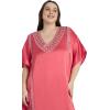 imageWomen Long Kaftan Plus Size Satin Soft Embroidery Swimsuit Cover Up Embroidered Work Caftan Gown Dress for LadiesSugar Coral