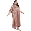 imageWomen Long Kaftan Plus Size Satin Soft Embroidery Swimsuit Cover Up Embroidered Work Caftan Gown Dress for LadiesWithered Rose