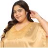 imageWomen Plus Size Kaftan Dress Stylish Satin Sequences Maxi Evening Cover Up Dresses Kimono Sleeve Casual WearBeige Gold