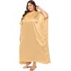 imageWomen Plus Size Kaftan Dress Stylish Satin Sequences Maxi Evening Cover Up Dresses Kimono Sleeve Casual WearBeige Gold