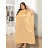 imageWomen Plus Size Kaftan Dress Stylish Satin Sequences Maxi Evening Cover Up Dresses Kimono Sleeve Casual WearBeige Gold