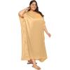 imageWomen Plus Size Kaftan Dress Stylish Satin Sequences Maxi Evening Cover Up Dresses Kimono Sleeve Casual WearBeige Gold