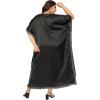 imageWomen Plus Size Kaftan Dress Stylish Satin Sequences Maxi Evening Cover Up Dresses Kimono Sleeve Casual WearBlack