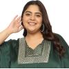 imageWomen Plus Size Kaftan Dress Stylish Satin Sequences Maxi Evening Cover Up Dresses Kimono Sleeve Casual WearBottle Green