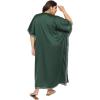 imageWomen Plus Size Kaftan Dress Stylish Satin Sequences Maxi Evening Cover Up Dresses Kimono Sleeve Casual WearBottle Green