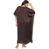 imageWomen Plus Size Kaftan Dress Stylish Satin Sequences Maxi Evening Cover Up Dresses Kimono Sleeve Casual WearChocolate Brown
