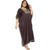 imageWomen Plus Size Kaftan Dress Stylish Satin Sequences Maxi Evening Cover Up Dresses Kimono Sleeve Casual WearChocolate Brown
