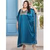 imageWomen Plus Size Kaftan Dress Stylish Satin Sequences Maxi Evening Cover Up Dresses Kimono Sleeve Casual WearCorsair Blue