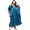 imageWomen Plus Size Kaftan Dress Stylish Satin Sequences Maxi Evening Cover Up Dresses Kimono Sleeve Casual WearCorsair Blue