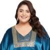 imageWomen Plus Size Kaftan Dress Stylish Satin Sequences Maxi Evening Cover Up Dresses Kimono Sleeve Casual WearCorsair Blue