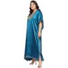 imageWomen Plus Size Kaftan Dress Stylish Satin Sequences Maxi Evening Cover Up Dresses Kimono Sleeve Casual WearCorsair Blue