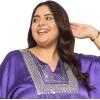 imageWomen Plus Size Kaftan Dress Stylish Satin Sequences Maxi Evening Cover Up Dresses Kimono Sleeve Casual WearDark Purple