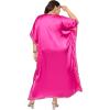 imageWomen Plus Size Kaftan Dress Stylish Satin Sequences Maxi Evening Cover Up Dresses Kimono Sleeve Casual WearMagenta PinkCherry