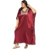 imageWomen Plus Size Kaftan Dress Stylish Satin Sequences Maxi Evening Cover Up Dresses Kimono Sleeve Casual WearMaroonWine
